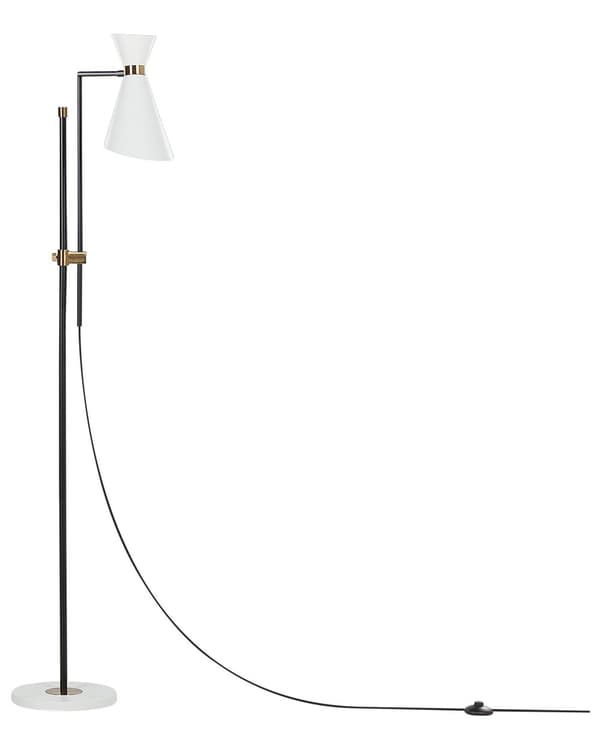 Gulvlampe Hvit Metall 140 cm Marmorfot Justerbar lampeskjerm Gulldetaljer Industriell stil Moderne Belysning