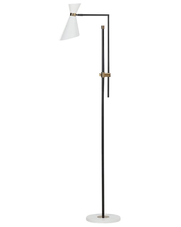 Gulvlampe Hvit Metall 140 cm Marmorfot Justerbar lampeskjerm Gulldetaljer Industriell stil Moderne Belysning