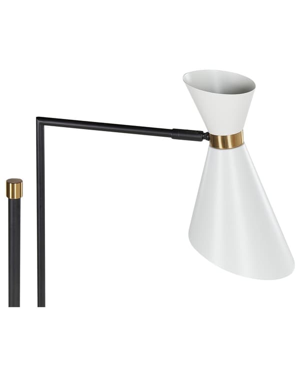 Gulvlampe Hvit Metall 140 cm Marmorfot Justerbar lampeskjerm Gulldetaljer Industriell stil Moderne Belysning