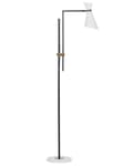 Miniatyrbilde 1 av 11: Gulvlampe Hvit Metall 140 cm Marmorfot Justerbar lampeskjerm Gulldetaljer Industriell stil Moderne Belysning