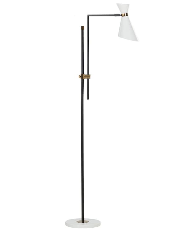 Gulvlampe Hvit Metall 140 cm Marmorfot Justerbar lampeskjerm Gulldetaljer Industriell stil Moderne Belysning
