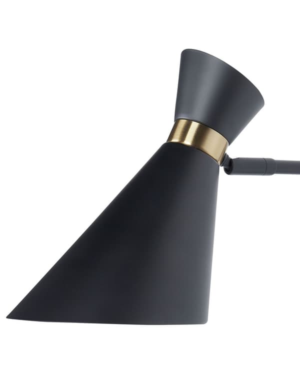 Vegglampe Svart Metall Justerbar lampeskjerm Gulldetaljer Industriell stil Moderne Belysning