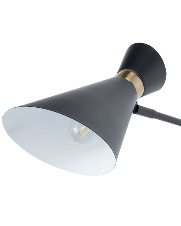 Vegglampe Svart Metall Justerbar lampeskjerm Gulldetaljer Industriell stil Moderne Belysning