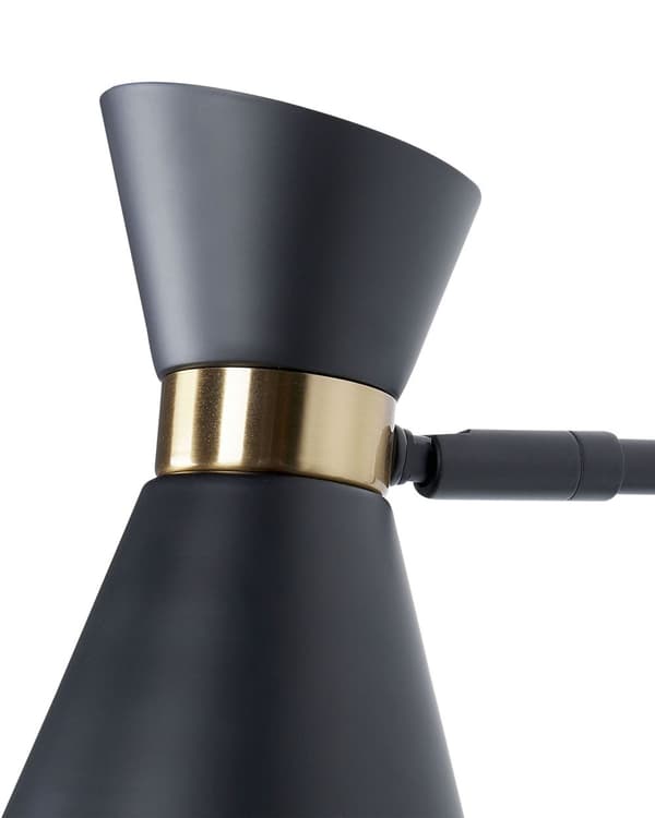 Vegglampe Svart Metall Justerbar lampeskjerm Gulldetaljer Industriell stil Moderne Belysning