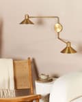 Miniatyrbillede 4 af 11: Væglampe Guld Metal Lampeskærm Justerbar Sengelampe med 2 Lampeskærme Moderne Læselampe til Stuen Belysning Design til Indretning