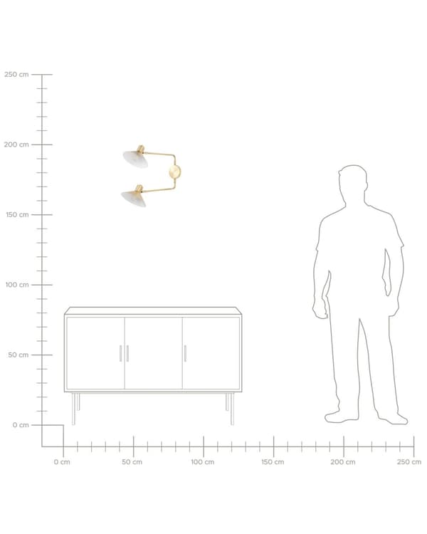 Væglampe Guld Metal Lampeskærm Justerbar Sengelampe med 2 Lampeskærme Moderne Læselampe til Stuen Belysning Design til Indretning
