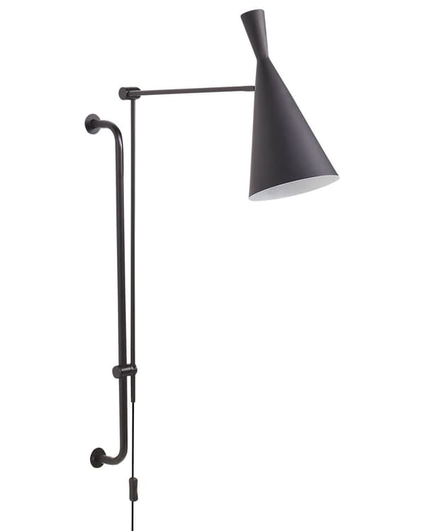 Væglampe Sort Metal Lampeskærm Justerbar Sengelampe Lang Svingarm Moderne Læselampe til Stuen Belysning Design til Pigeværelse Indretning