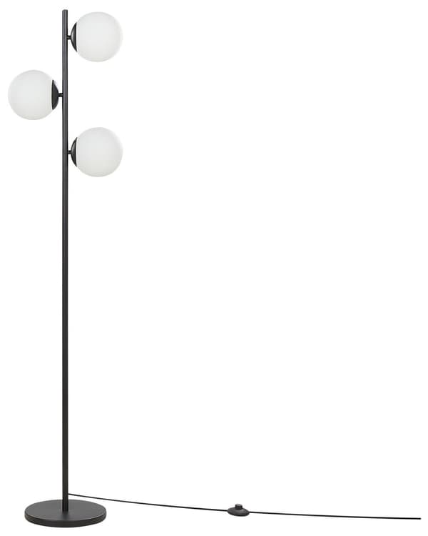 Gulvlampe Hvid Sort Metal H 153 cm Standerlampe med Runde Skærme til Stuen Moderne Designer Lampe til Gulv Tilbehør