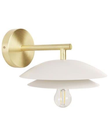 Væglampe Hvid Guld Metal ø 22 cm Rund Skærm Design Sengelampe Vintage Belysning til Soveværelse Indendørs