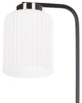 Miniatyrbilde 5 av 10: Bordlampe med hvit glasskjerm Nattbord Nattbord Svart metallarm med messingfot Moderne Industriell