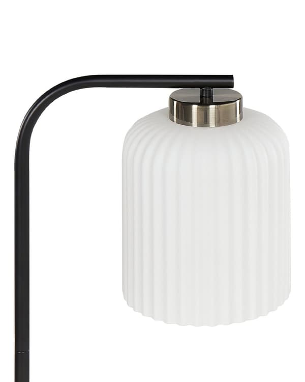 Gulvlampe i svart messingmetall med hvit glassskjerm Moderne industriell design