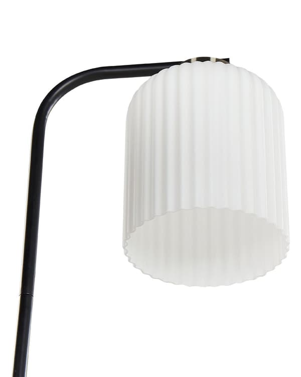 Gulvlampe i svart messingmetall med hvit glassskjerm Moderne industriell design