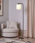 Miniatyrbilde 2 av 10: Gulvlampe i svart messingmetall med hvit glassskjerm Moderne industriell design