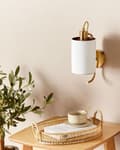 Miniatyrbilde 4 av 8: Vegglampe Kobber Hvit Metall Lin 30 cm Moderne design Stoffskjerm Belysning Dekorativ