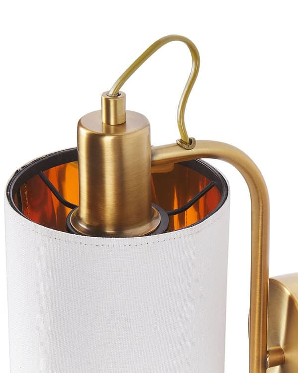 Vegglampe Kobber Hvit Metall Lin 30 cm Moderne design Stoffskjerm Belysning Dekorativ