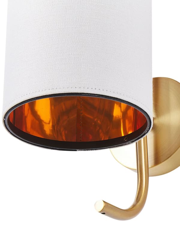 Vegglampe Kobber Hvit Metall Lin 30 cm Moderne design Stoffskjerm Belysning Dekorativ