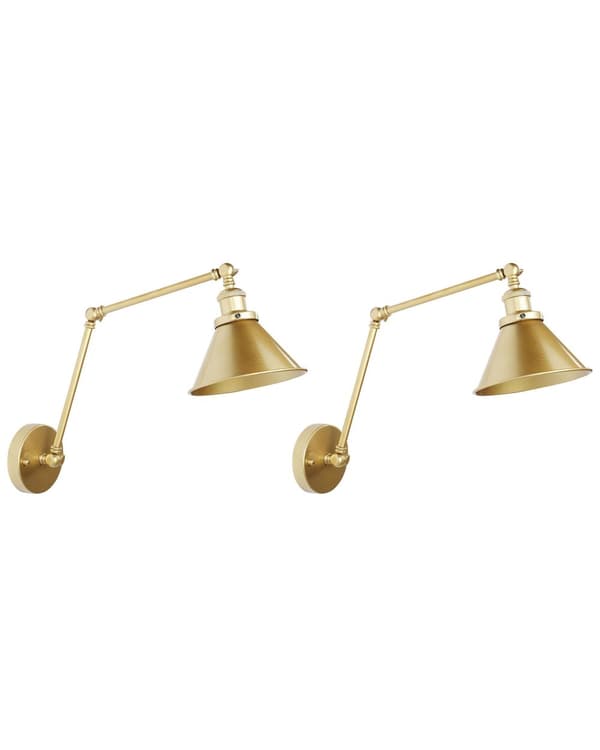 Sett med 2 vegglamper Gull Metall Justerbar arm Industrielt design