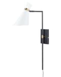 Miniatyrbilde 5 av 11: Vegglampe i hvit metall med justerbar skjerm og gulldetaljer i moderne industristil Stue Kontor Soverom