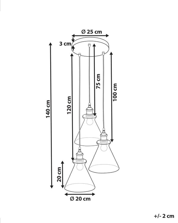 Pendellampe Gjennomsiktig Glass Messing Metall Industriell Taklampe