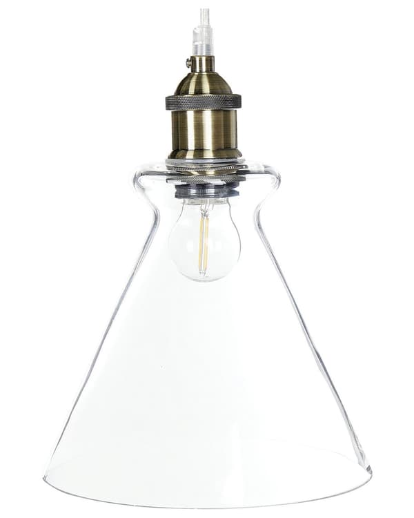 Pendellampe Gjennomsiktig Glass Messing Metall Industriell Taklampe