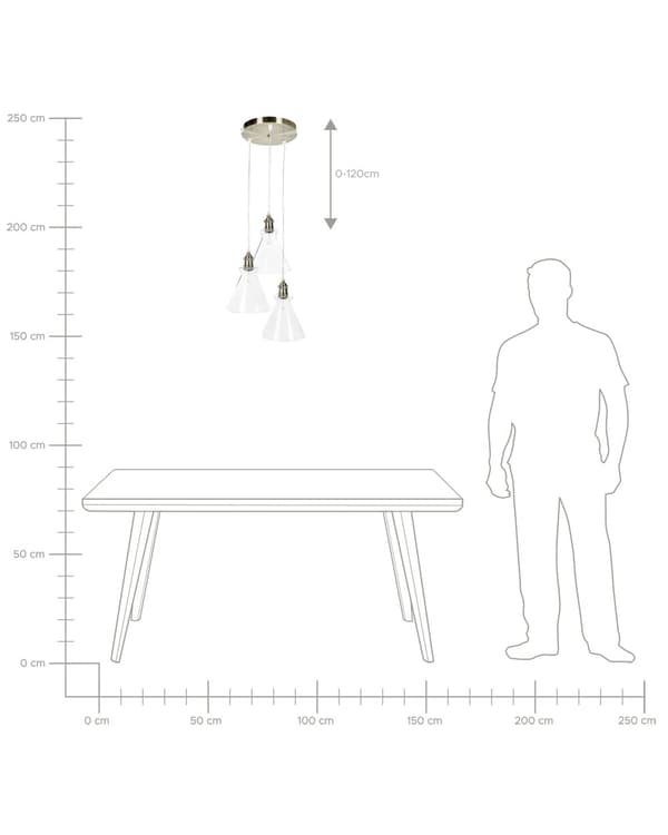 Pendellampe Gjennomsiktig Glass Messing Metall Industriell Taklampe