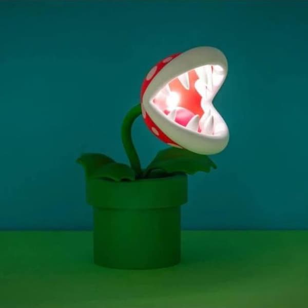 Dekorativ Lampa - SUPER MARIO - Mini Piranha Växt 21cm - LED - Vit - Modern Design