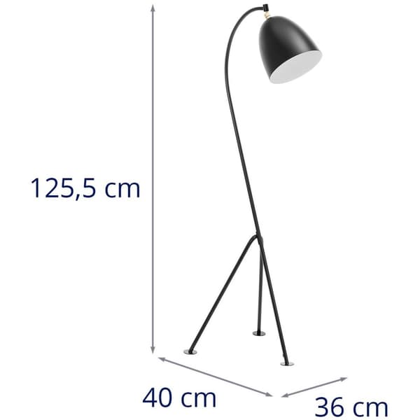 Uniprodo Båglampa - Rörlig metallskärm - 40 W - Höjd 125 cm
