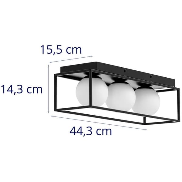 Uniprodo Taklampa - 3 glaskulor i järnram