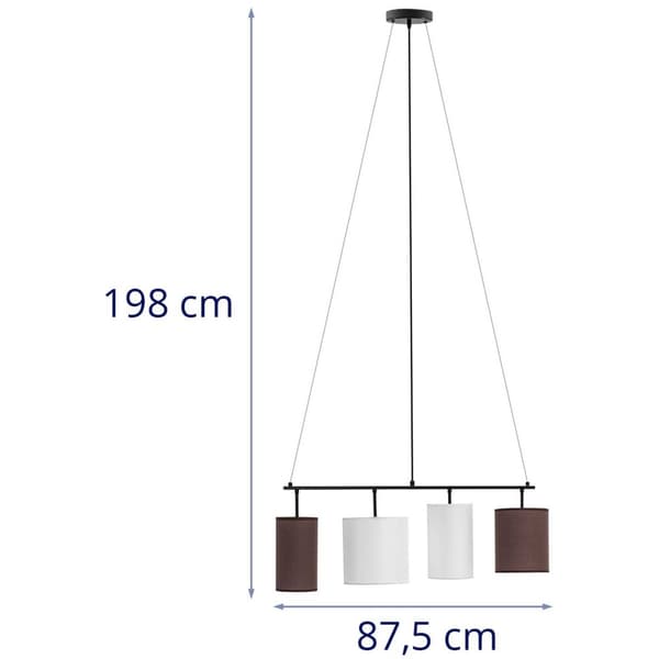 Uniprodo Pendellampa - 4 ljuskällor - Tygskärmar