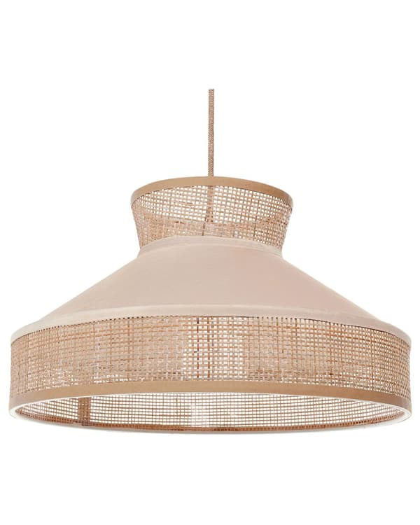 Riippuvalaisin beige luonnonväri 167 cm rottinki sametti hajavalo kartiovarjostin boho moderni