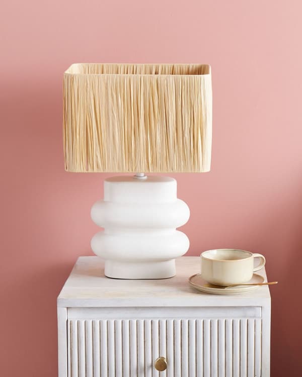 Pöytävalaisin valkoinen 42 cm keraaminen paperi sylinterivarjostin käsintehty boho moderni