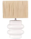 Pikkukuva 1 / 9: Pöytävalaisin valkoinen 42 cm keraaminen paperi sylinterivarjostin käsintehty boho moderni
