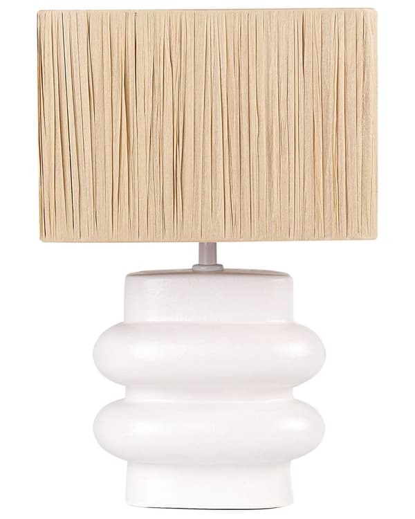 Pöytävalaisin valkoinen 42 cm keraaminen paperi sylinterivarjostin käsintehty boho moderni