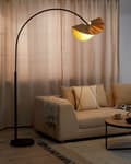 Miniatyrbilde 2 av 11: Gulvlampe med naturlig papirmasse og strukturert skjerm Japandi Natural Style