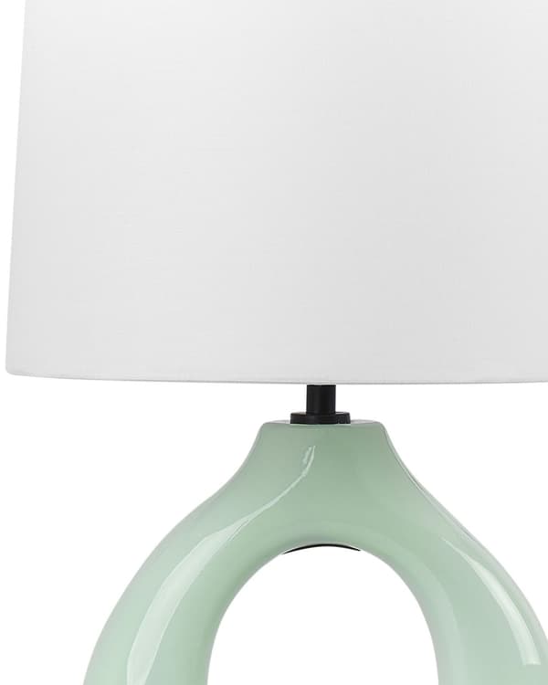 Bordlampe Lysegrønn Keramikk Lampeskjerm i lin Minimalistisk design Belysning Dekorativ Nattlampe
