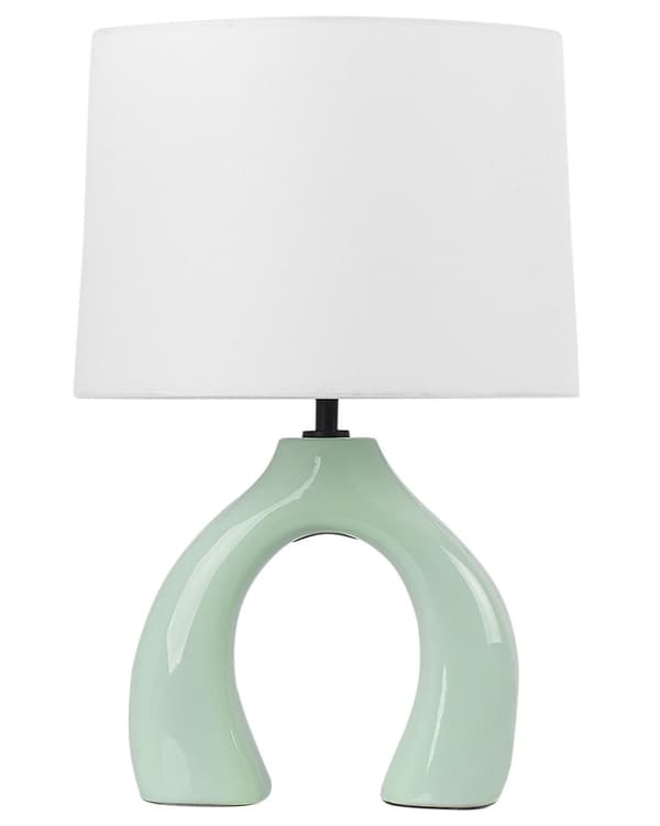 Bordlampe Lysegrønn Keramikk Lampeskjerm i lin Minimalistisk design Belysning Dekorativ Nattlampe