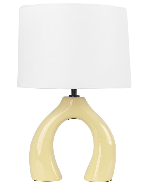 Bordlampe Gul Keramikk Lampeskjerm i lin Minimalistisk design Belysning Dekorativ Nattlampe