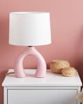Miniatyrbilde 4 av 9: Bordlampe Oransje Keramikk Lampeskjerm i lin Minimalistisk design Belysning Dekorativ Nattlampe
