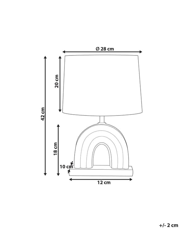 Bordlampe Flerfarget keramisk trommelformet skjerm i polyesterbomull Halvrund regnbuesokkel Minimalistisk design