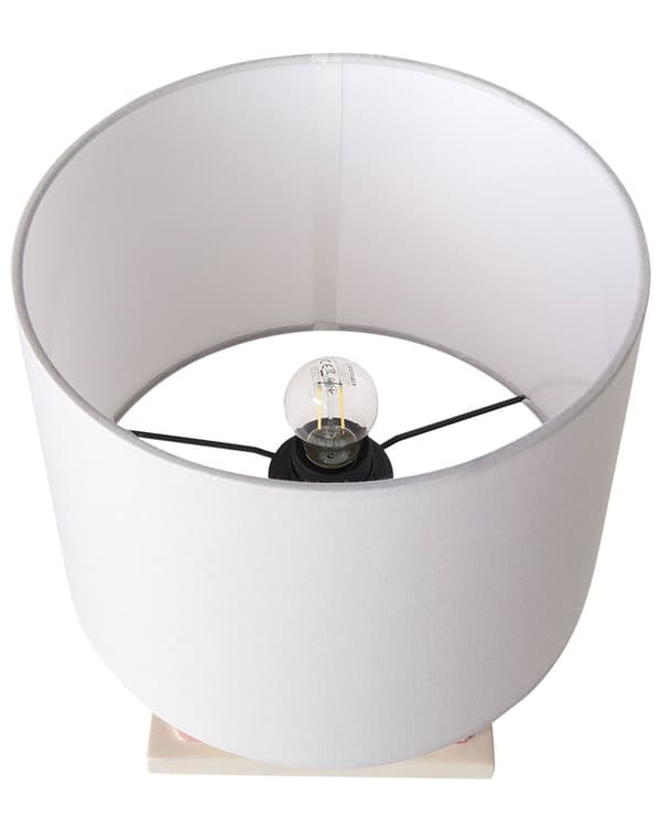 Bordlampe Flerfarget keramisk trommelformet skjerm i polyesterbomull Halvrund regnbuesokkel Minimalistisk design
