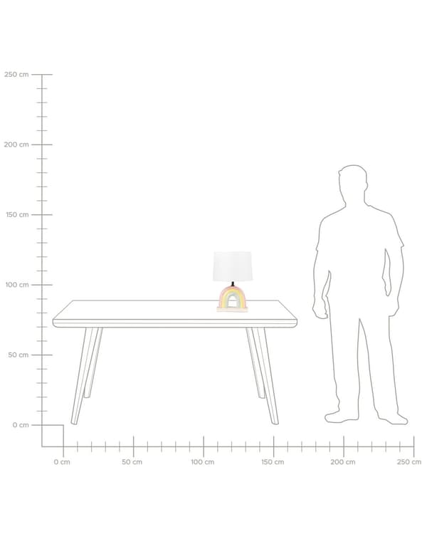 Bordlampe Flerfarget keramisk trommelformet skjerm i polyesterbomull Halvrund regnbuesokkel Minimalistisk design