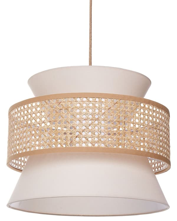 Pendel lampe rattan naturlig grøn polyester skærm boho stil