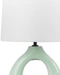 Miniatyrbillede 6 af 9: Bordlampe lysegrøn keramisk halvcirkelformet base polyester bomuldsskærm rund belysning til stue soveværelse