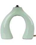 Miniatyrbillede 7 af 9: Bordlampe lysegrøn keramisk halvcirkelformet base polyester bomuldsskærm rund belysning til stue soveværelse