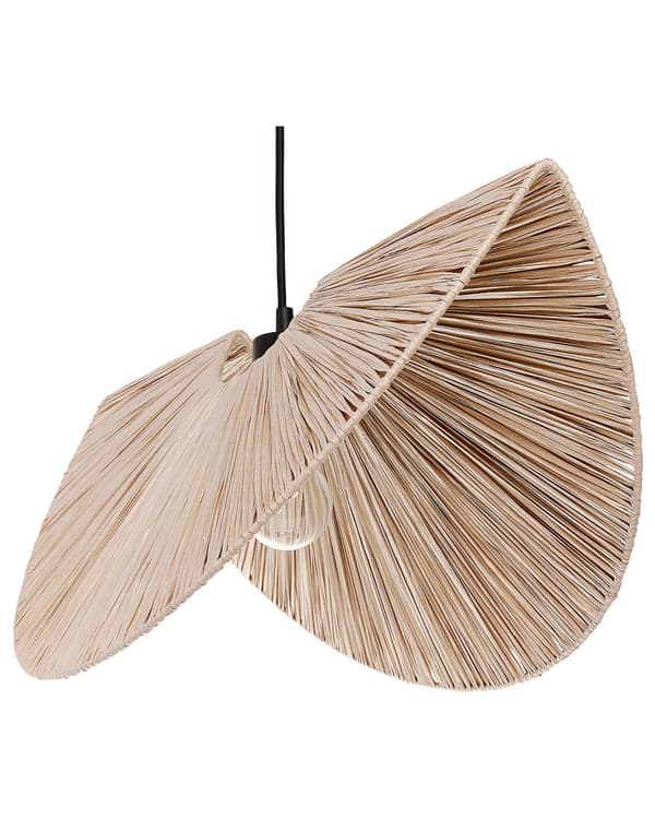 Pendel Lampe Naturpapir Tekstureret Skærm Japandi Naturlig Stil Jute Ledning