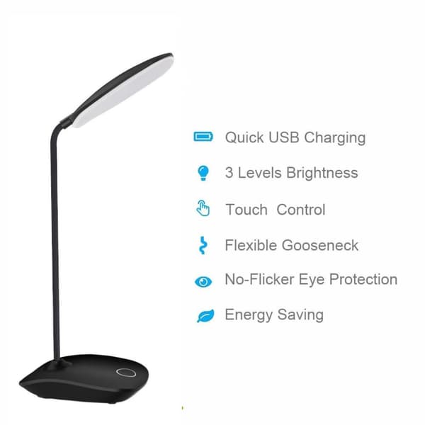 INF LED bordlampe, lysstyrke i 3 niveauer, følsom kontrol, øjenpleje
