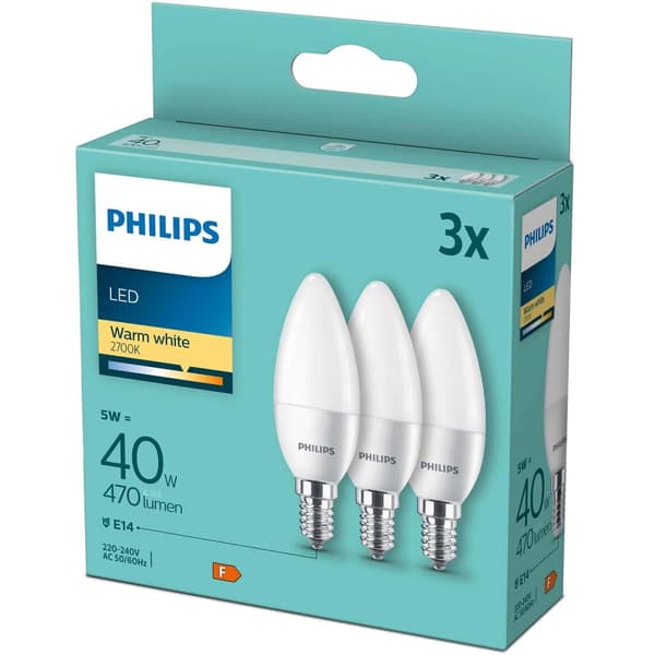 3-pak LED E14 Krone 5W (40W) Frost 470lm