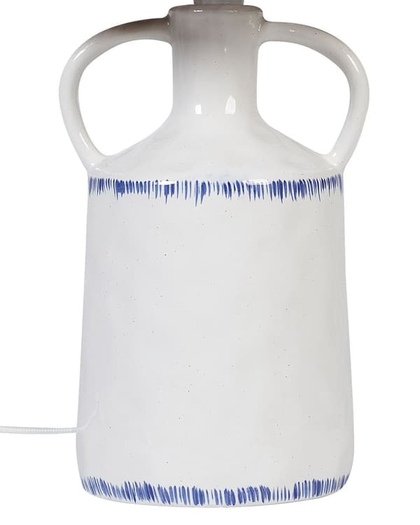 Bordlampe Hvit Keramikk 24 x 24 x 51 cm Kjegleformet papirskjerm Belysning Stue Soverom Nattlampe