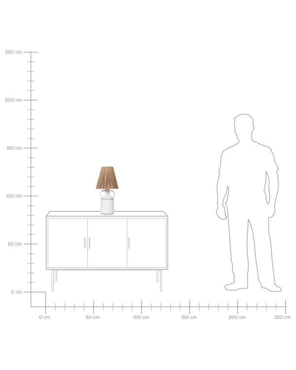 Bordlampe Hvit Keramikk 24 x 24 x 51 cm Kjegleformet papirskjerm Belysning Stue Soverom Nattlampe