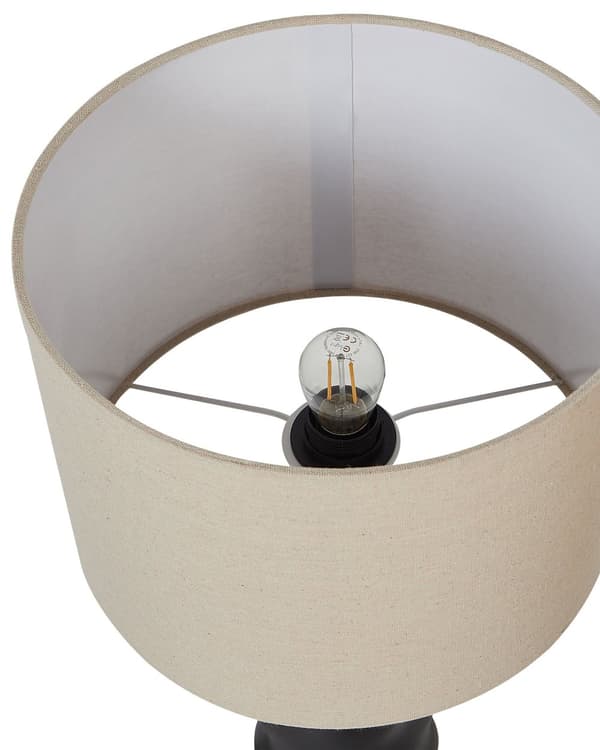 Bordlampe Svart Keramikk 30 x 30 x 51 cm Kjegleformet skjerm i beige Moderne design Belysning Stue Soverom Nattlampe